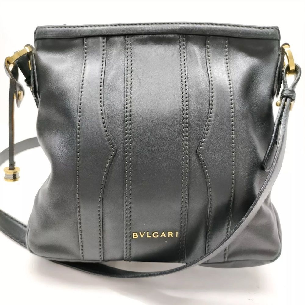 Auth Bvlgari Black Crossbody Messenger Bag